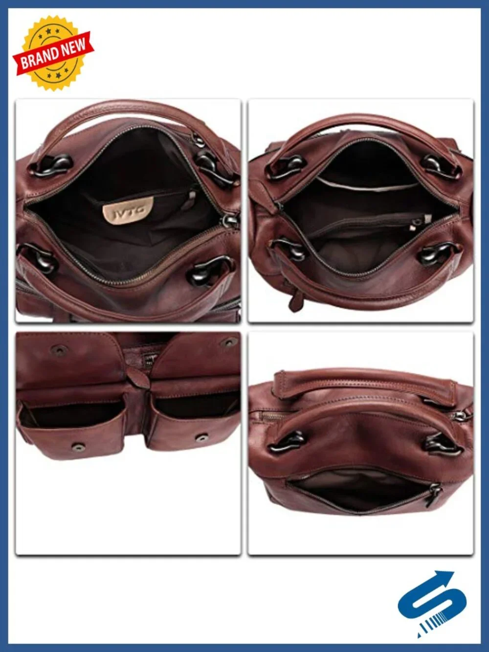 Genuine Leather Vintage Handmade Top Handle Satchel with Shoulder Strap